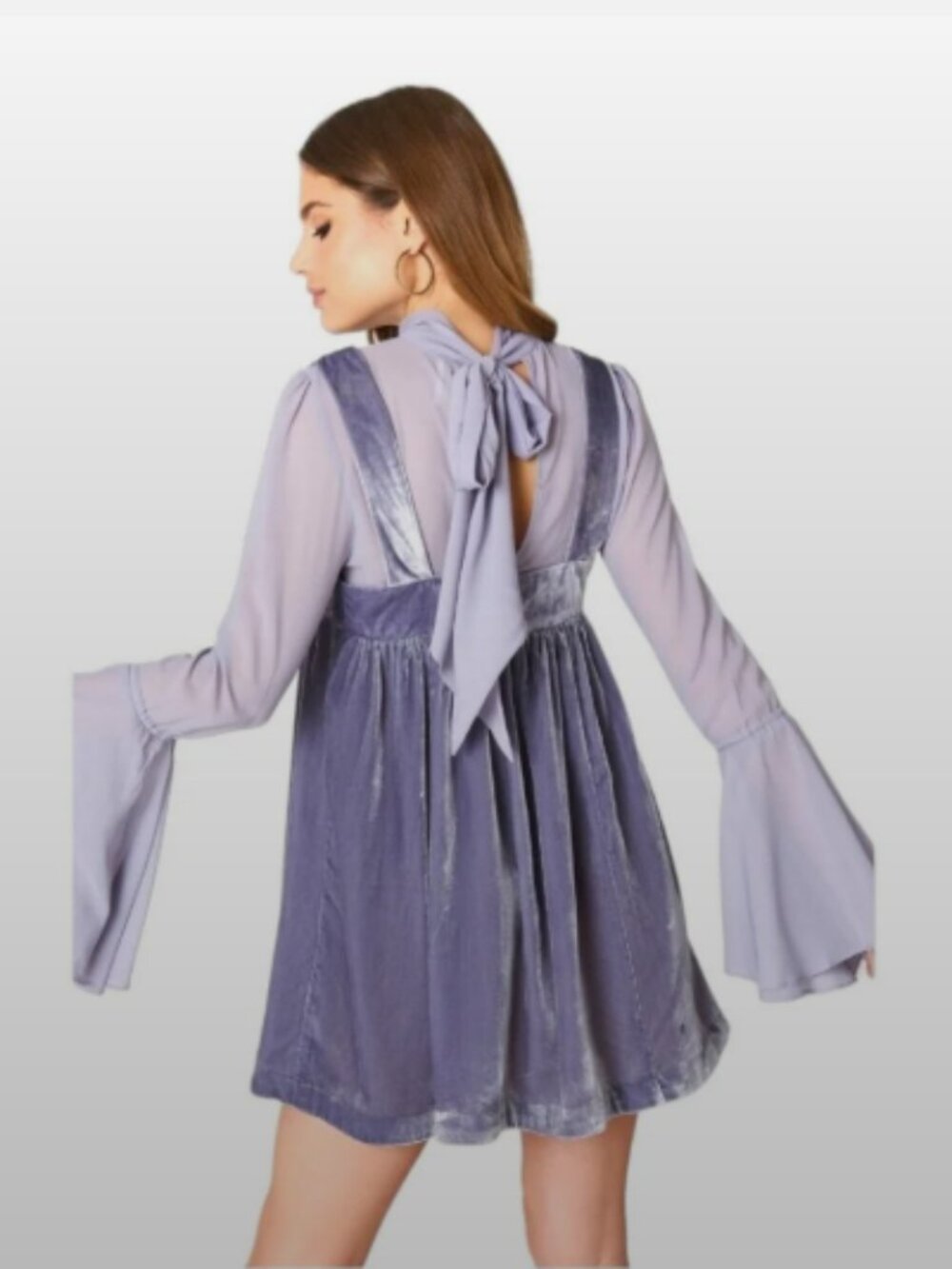 Free People Counting Starts Mini Velvet Dress Lavender Sz Sm NWT